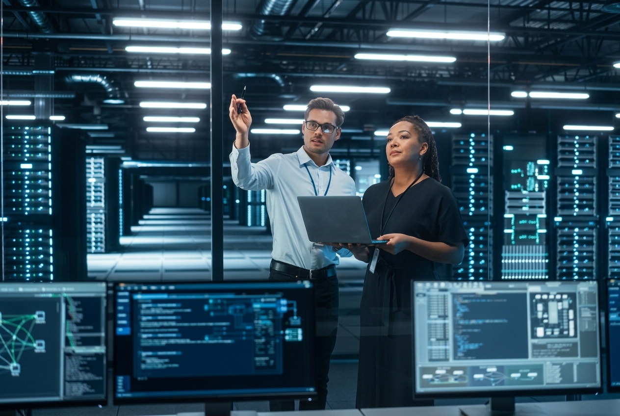 Команда IT-специалистов в современном офисе
